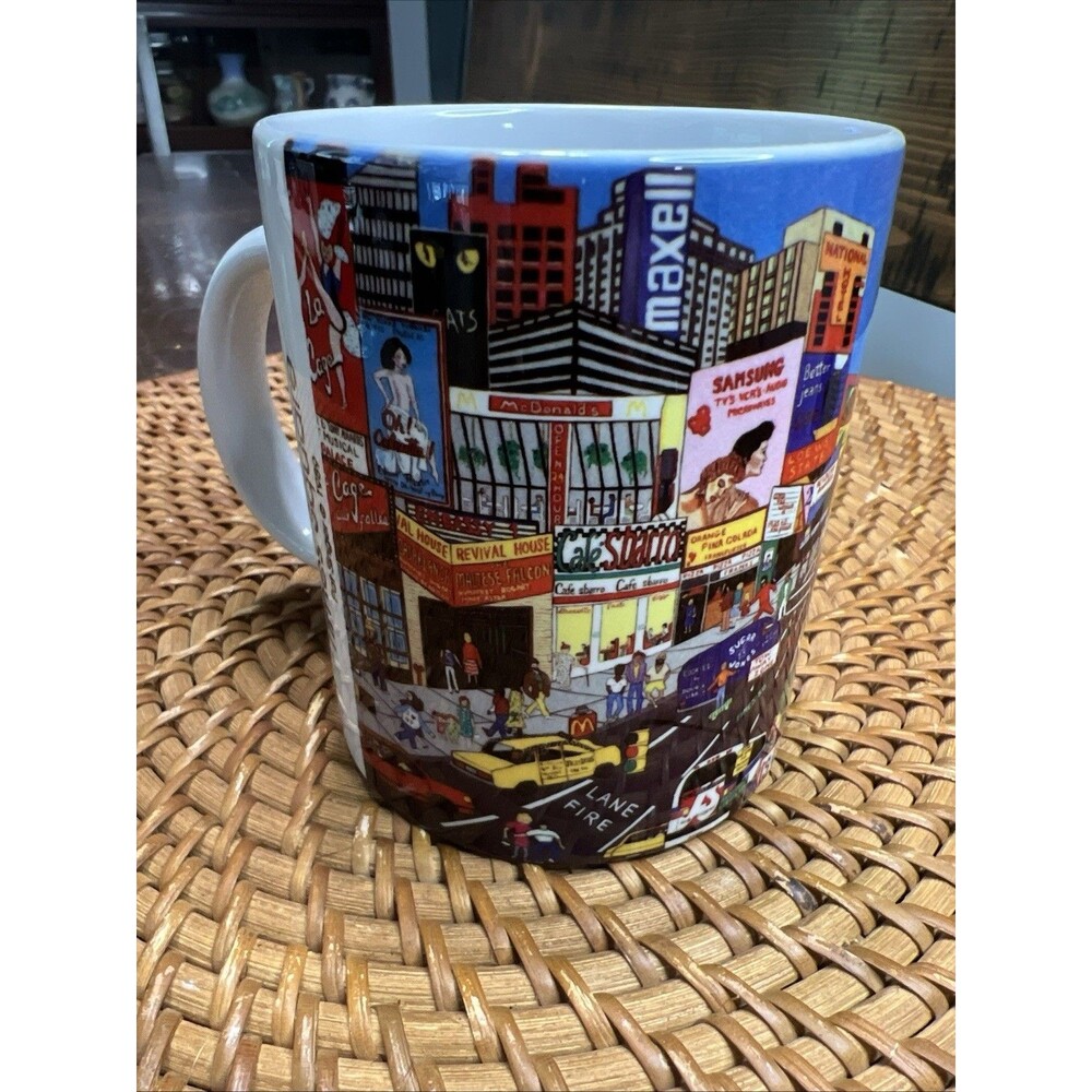 Vintage Pat Singer Times Square NY 1989 Colorful Pop Art  Coffee Cup Mug